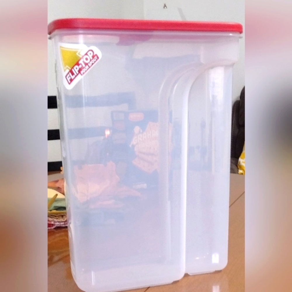 Red and Clear Cereal Storage Container